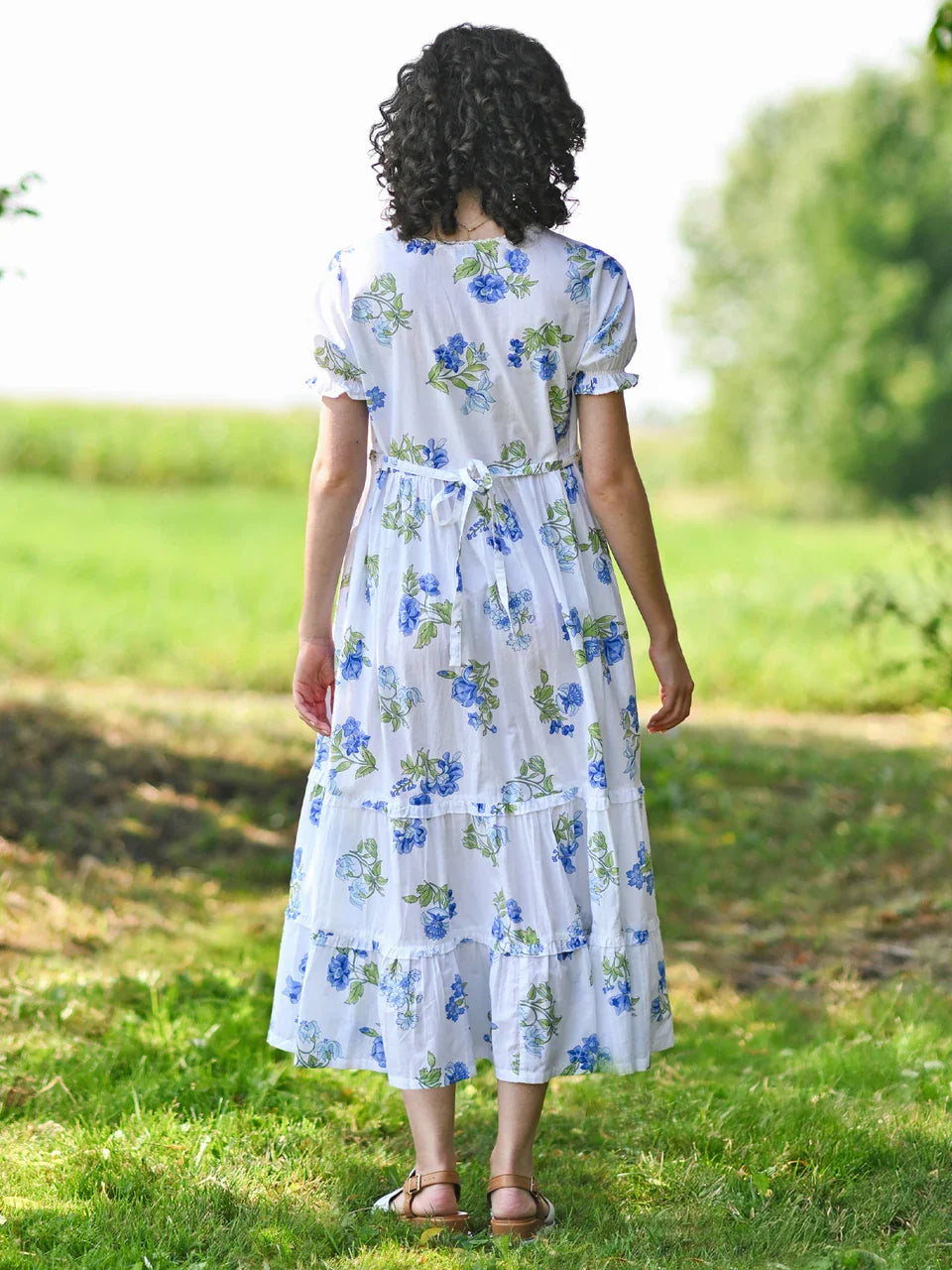 April Cornell Scotia Prairie Dress - White Blue