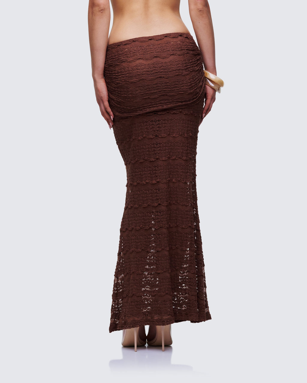 Finesse Dreya Brown Textured Maxi Skirt