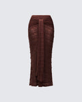 Finesse Dreya Brown Textured Maxi Skirt