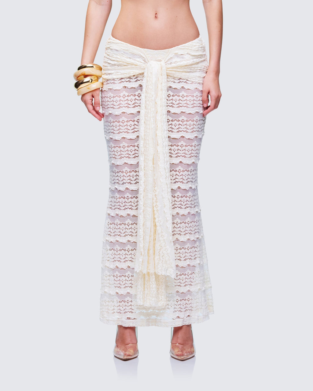 Finesse Dreya Cream Textured Maxi Skirt