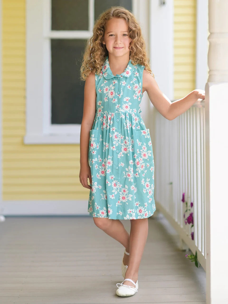 April Cornell Daisy Kids Dress - Aqua
