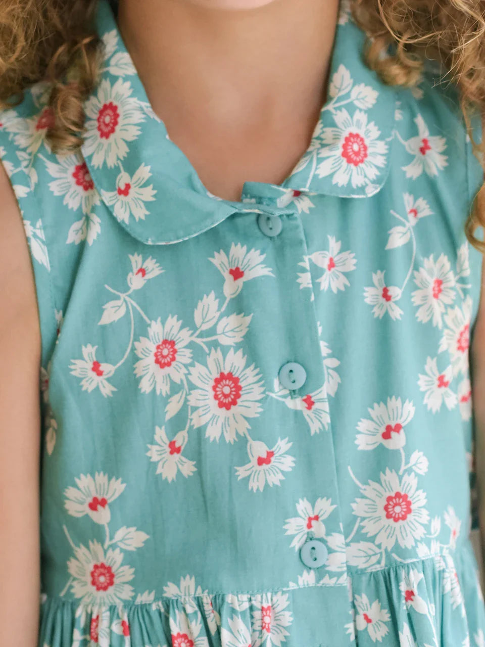 April Cornell Daisy Kids Dress - Aqua