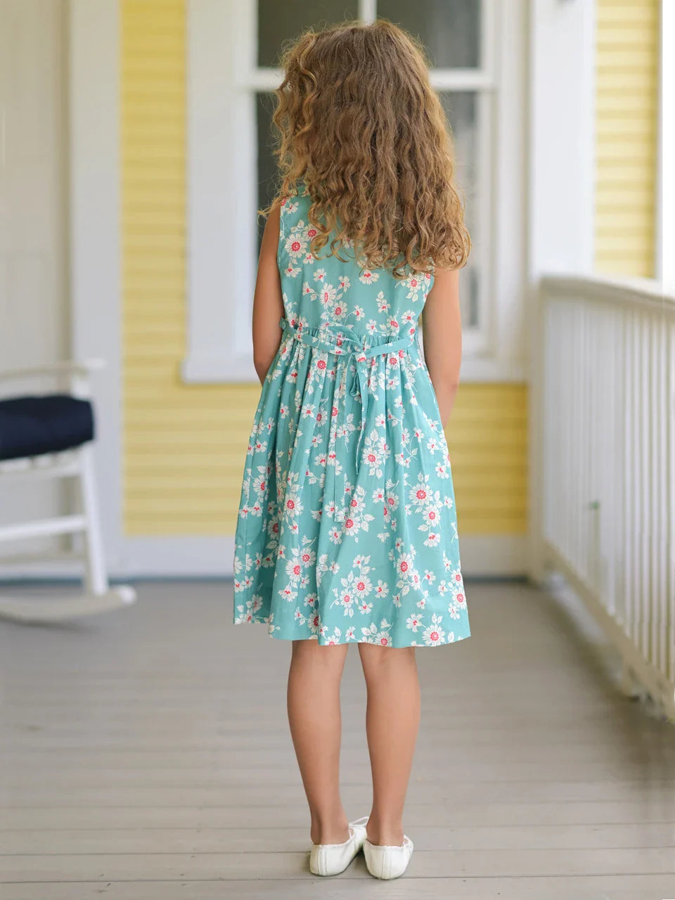 April Cornell Daisy Kids Dress - Aqua