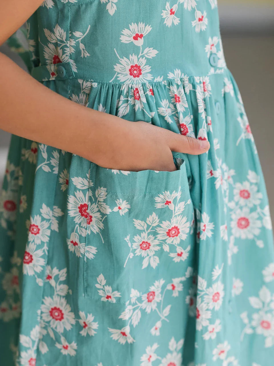 April Cornell Daisy Kids Dress - Aqua