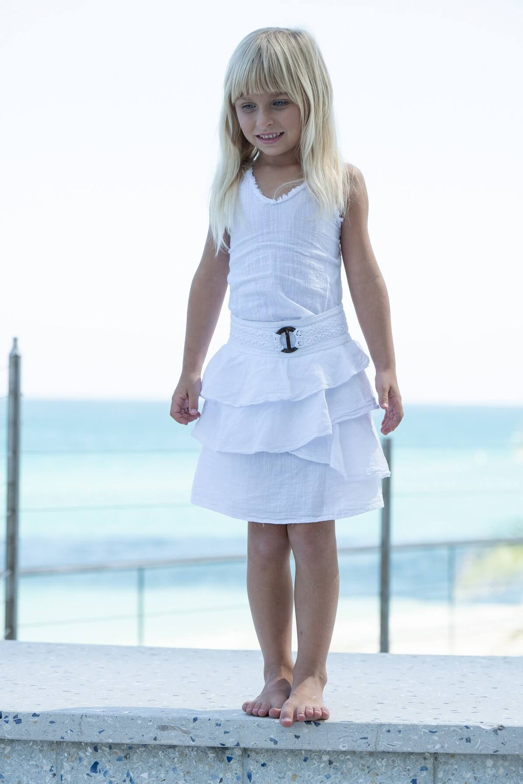 Cotton Natural Girl’s Aqua Skirt