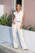 Cotton Natural Women's Half Moon Beige Pants