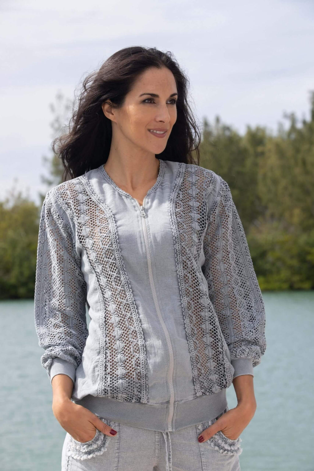 Cotton Natural Women's Seaside Fossil Gray Jacket