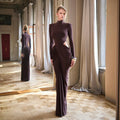 Mermaid Way Date Brown Sculpt Maxi Dress