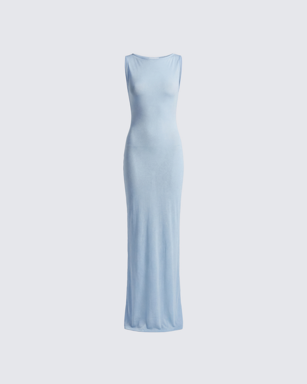 Finesse Delfi Blue Jersey Sheer Cowl Maxi Dress