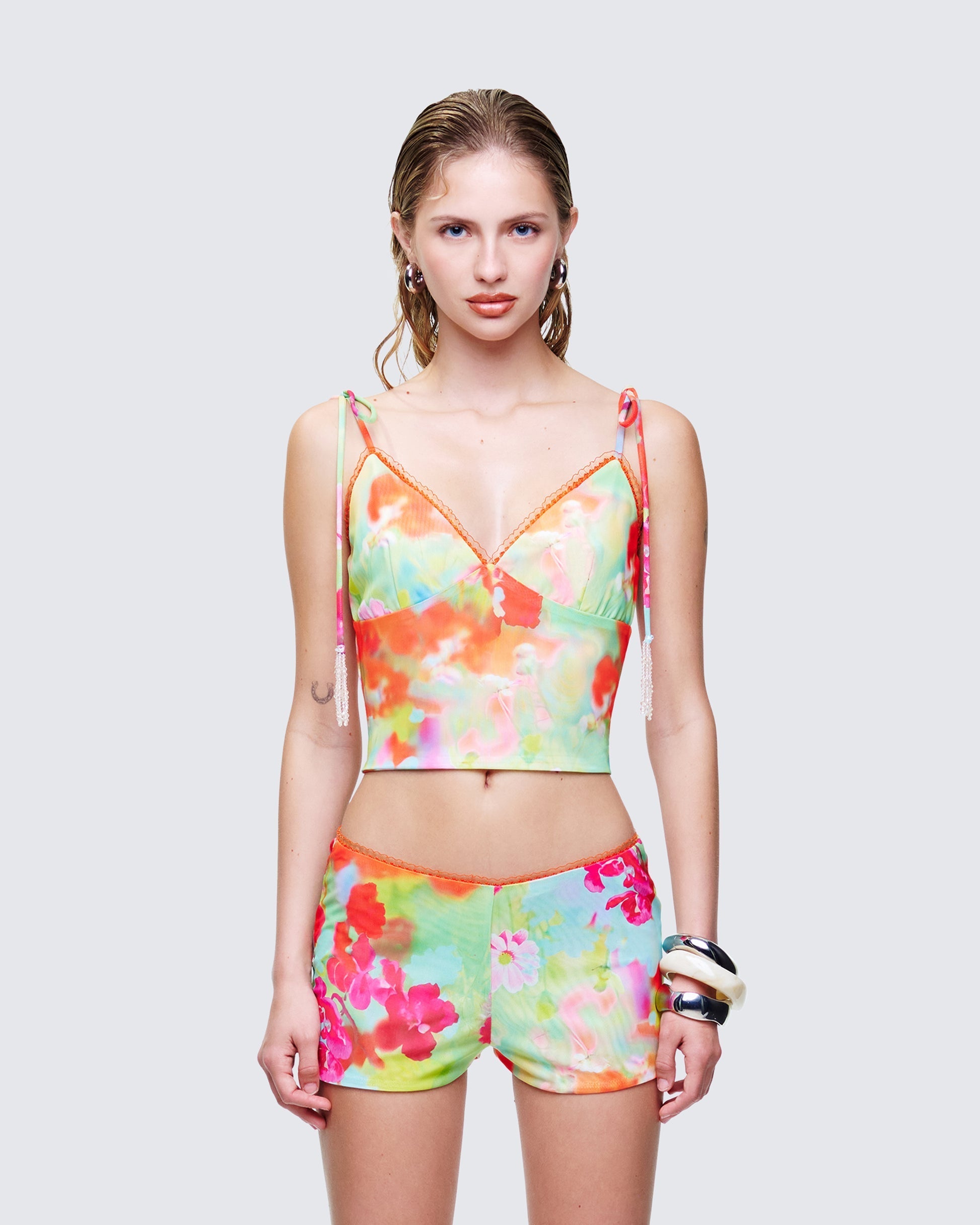 Finesse Eira Multi Print Embellished Cami Top