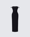 Finesse Elaris Black Twist Strap Maxi Dress