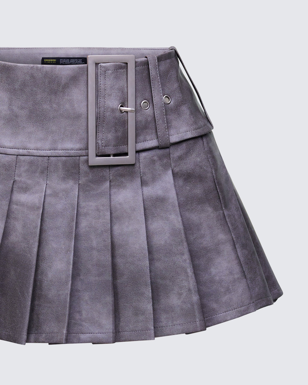 Finesse Elettra Grey Vegan Leather Mini Skirt