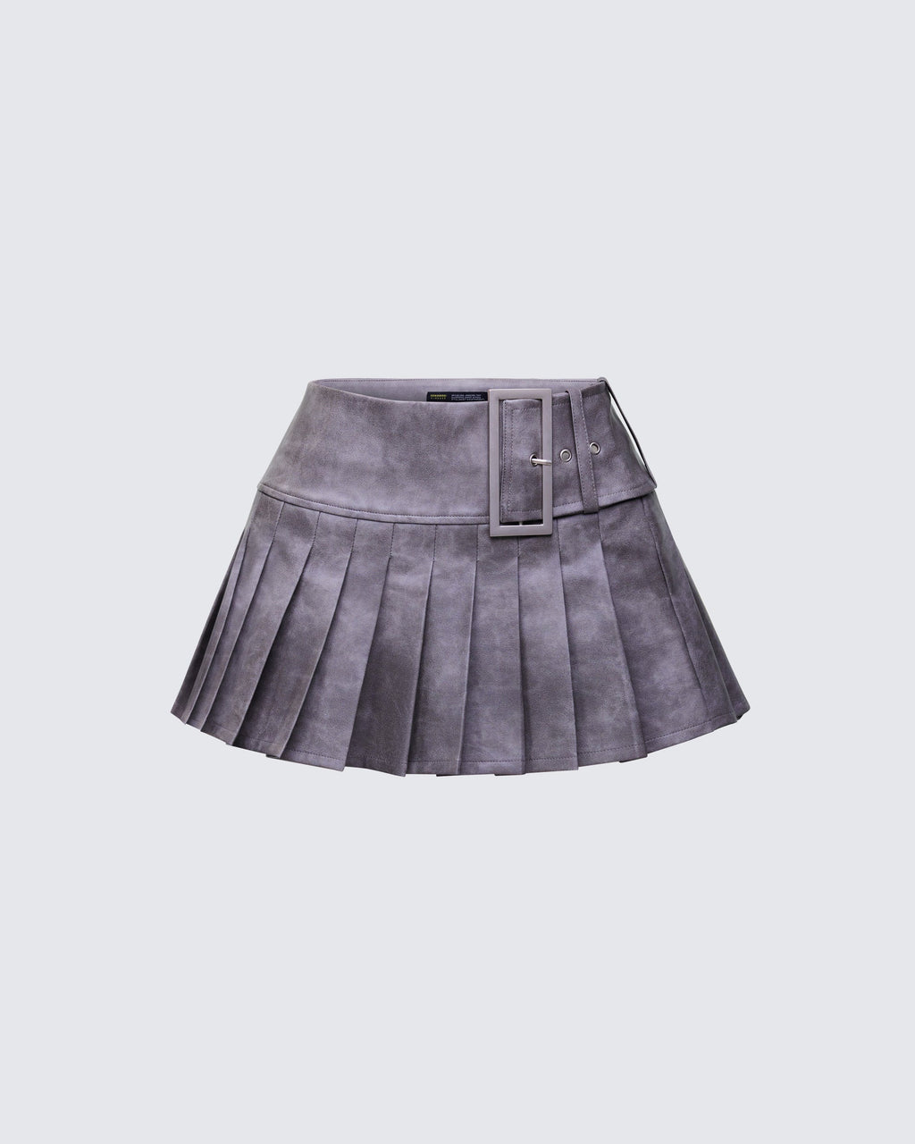 Finesse Elettra Grey Vegan Leather Mini Skirt