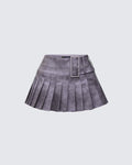 Finesse Elettra Grey Vegan Leather Mini Skirt