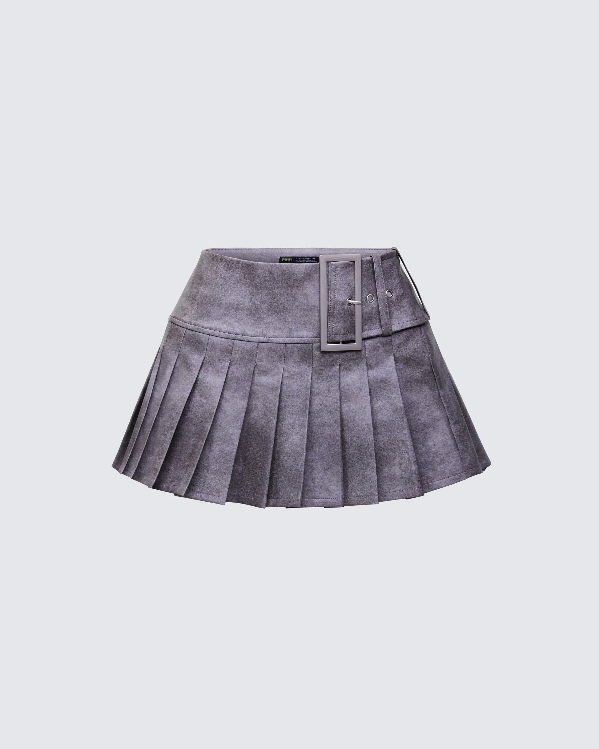 Finesse Elettra Grey Vegan Leather Mini Skirt