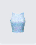 Finesse Elora Blue Sequin Cami Vest