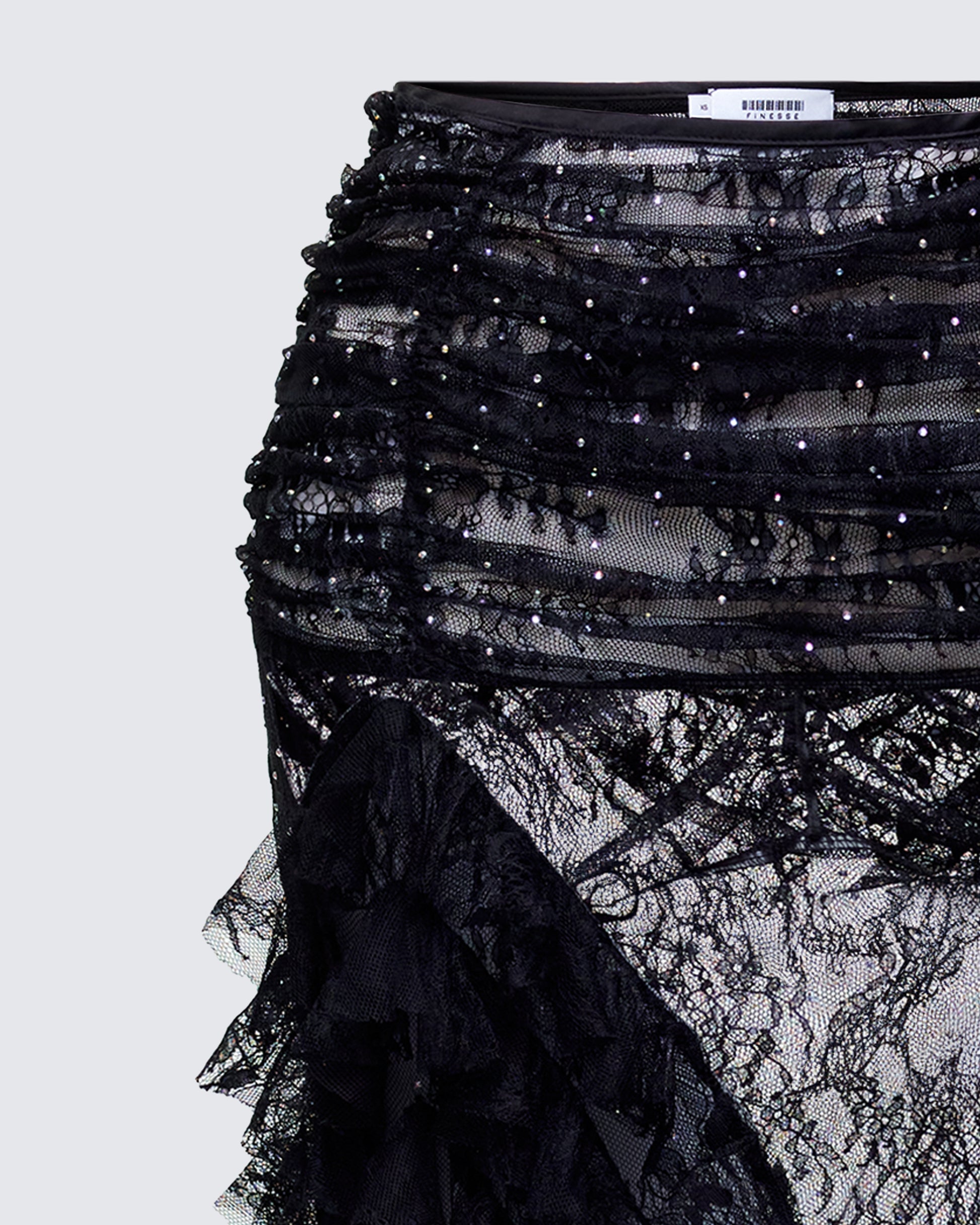 Finesse Elyra Black Lace Sheer Maxi Skirt