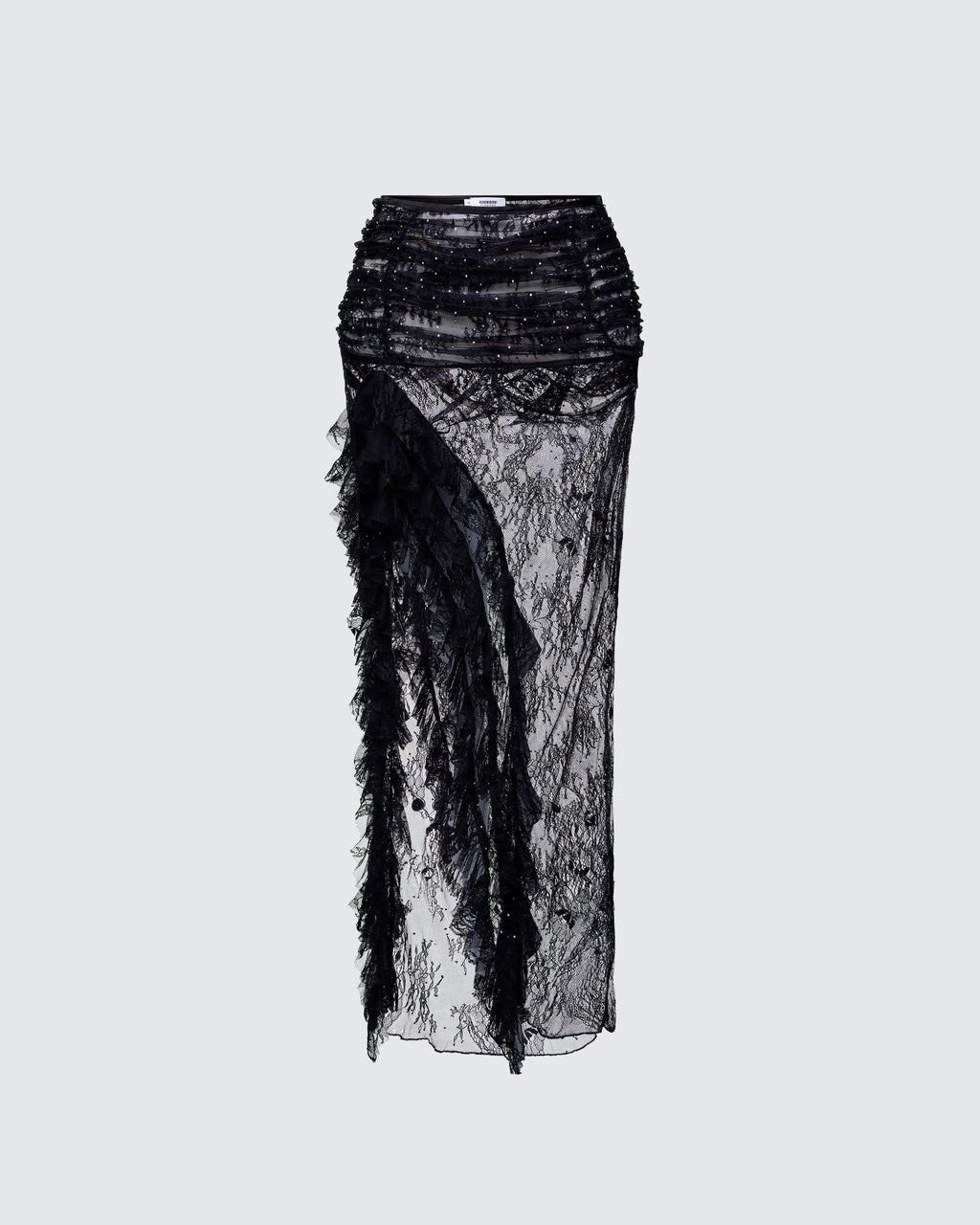Finesse Elyra Black Lace Sheer Maxi Skirt