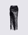 Finesse Elyra Black Lace Sheer Maxi Skirt