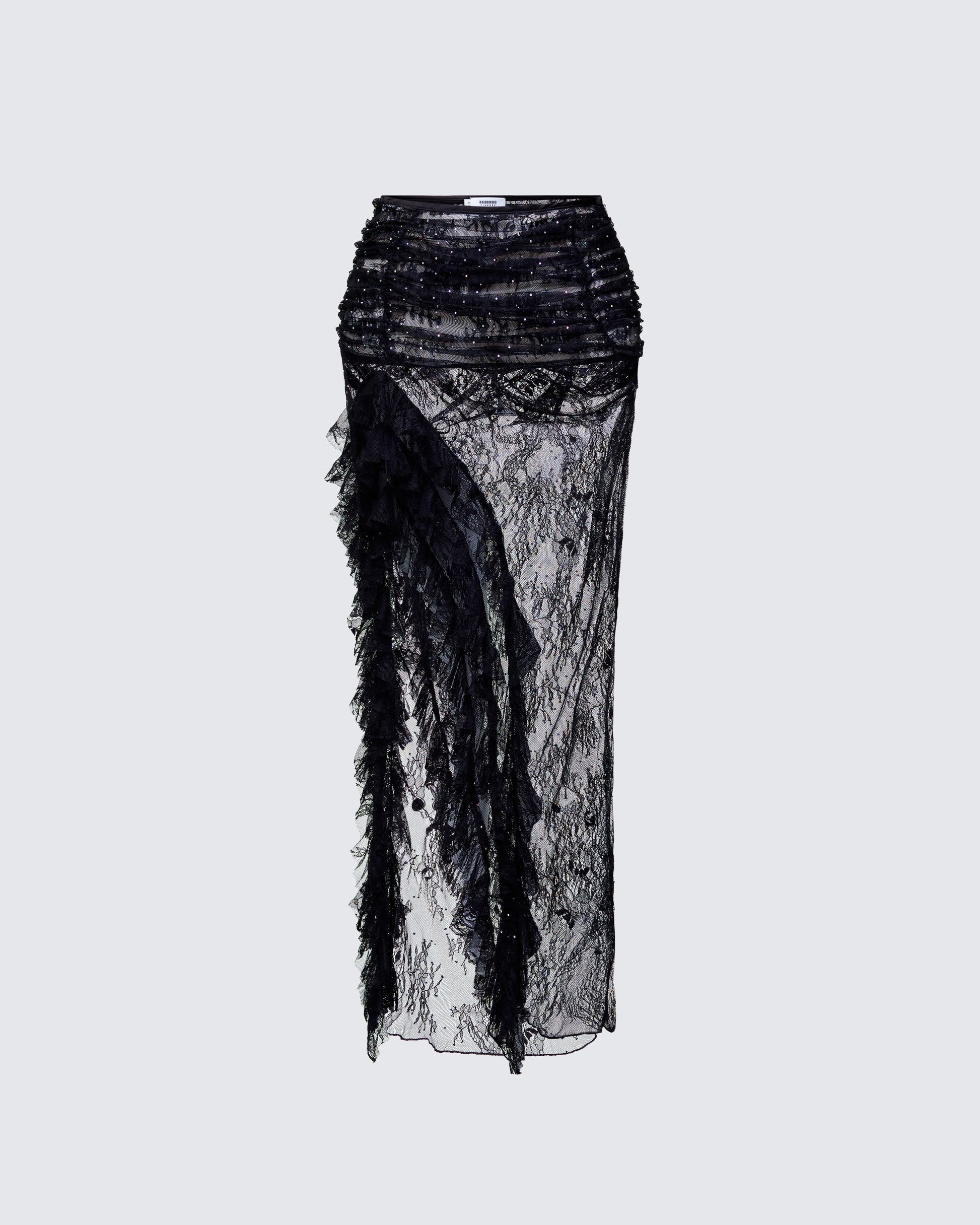 Finesse Elyra Black Lace Sheer Maxi Skirt