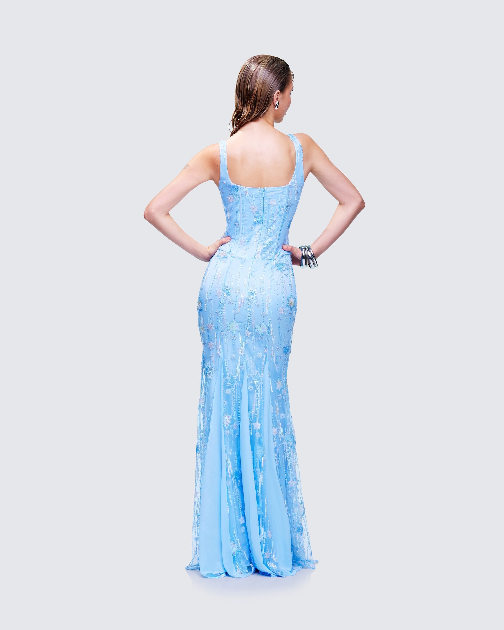 Emani Blue Embellished Maxi Dress