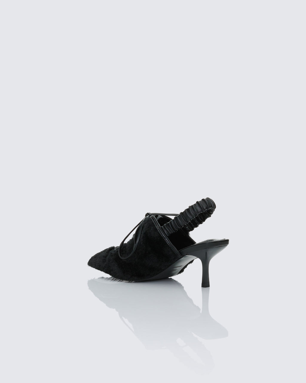 Finesse Esme Black Fur Lace Up Corset Mule