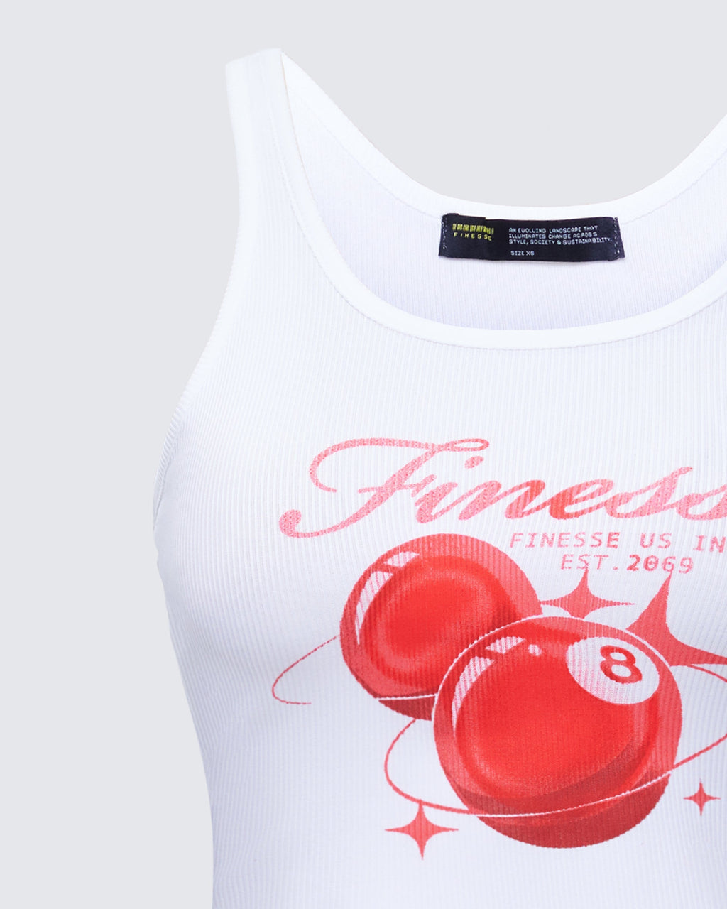 Finesse Evina White Graphic Rib Tank