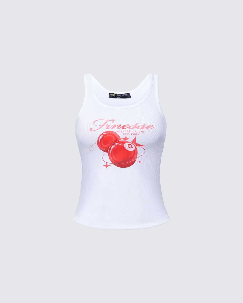 Finesse Evina White Graphic Rib Tank