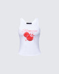 Finesse Evina White Graphic Rib Tank
