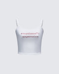 Finesse Elli White Rhinestone Slogan Cami Top