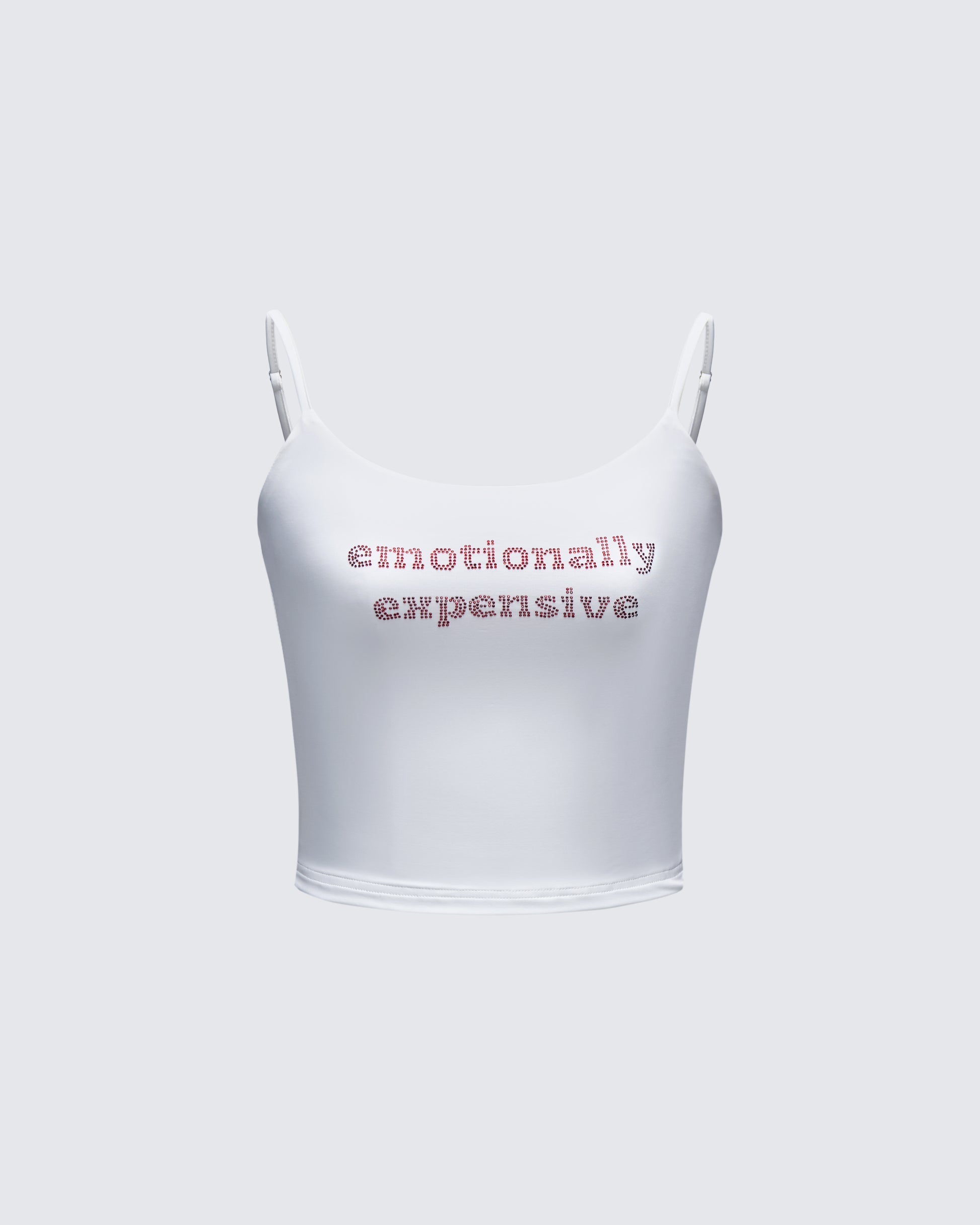Finesse Elli White Rhinestone Slogan Cami Top