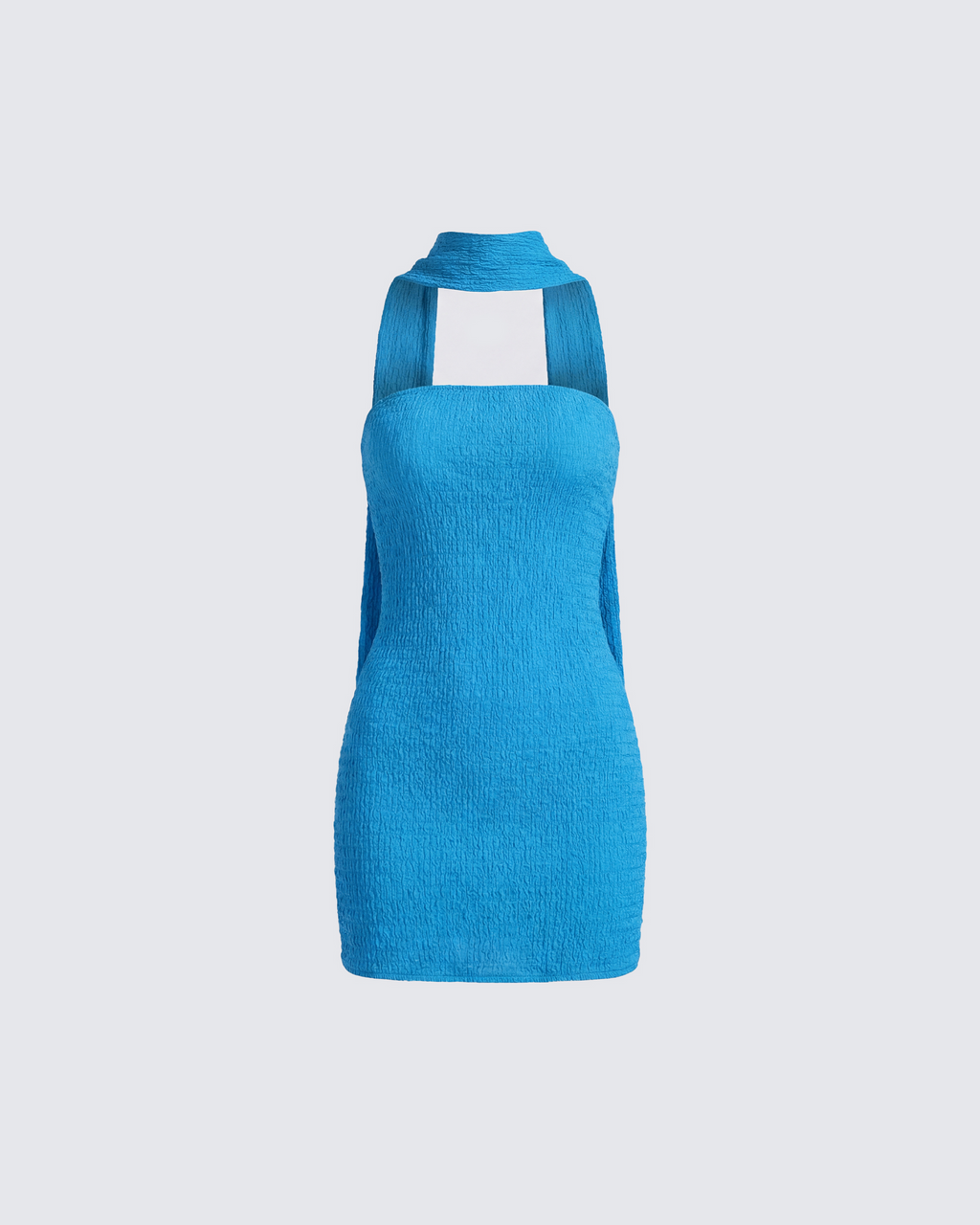 Finesse Etta Blue Textured Bandeau Mini Dress