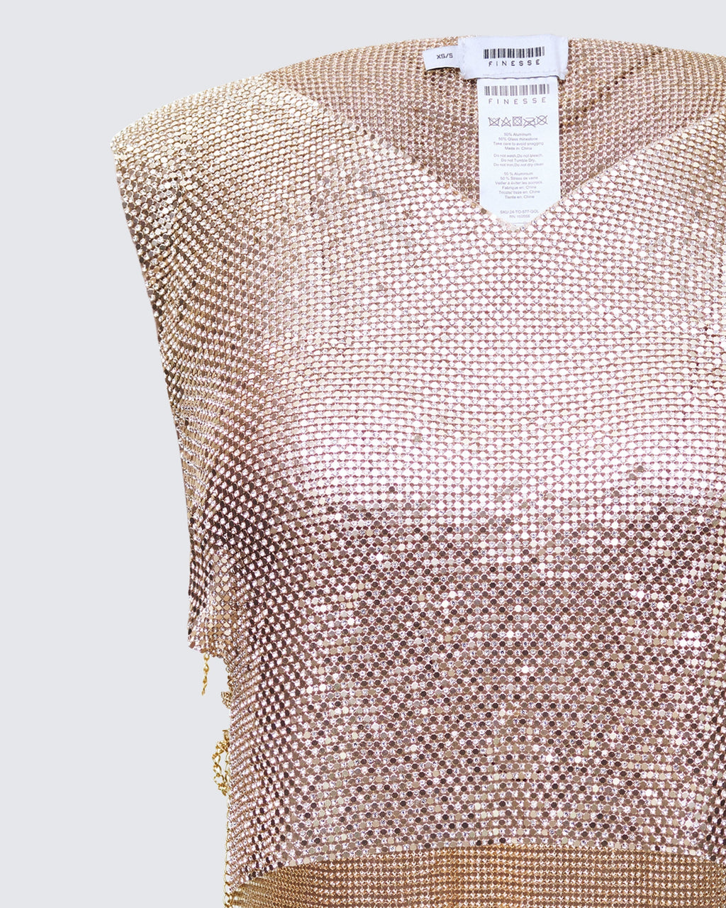 Finesse Fayla Gold Chainmail Square Top