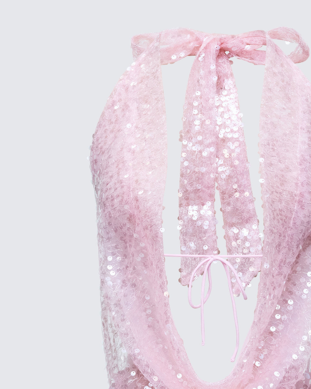 Finesse Alieka Pink Sequin Halter Bodysuit