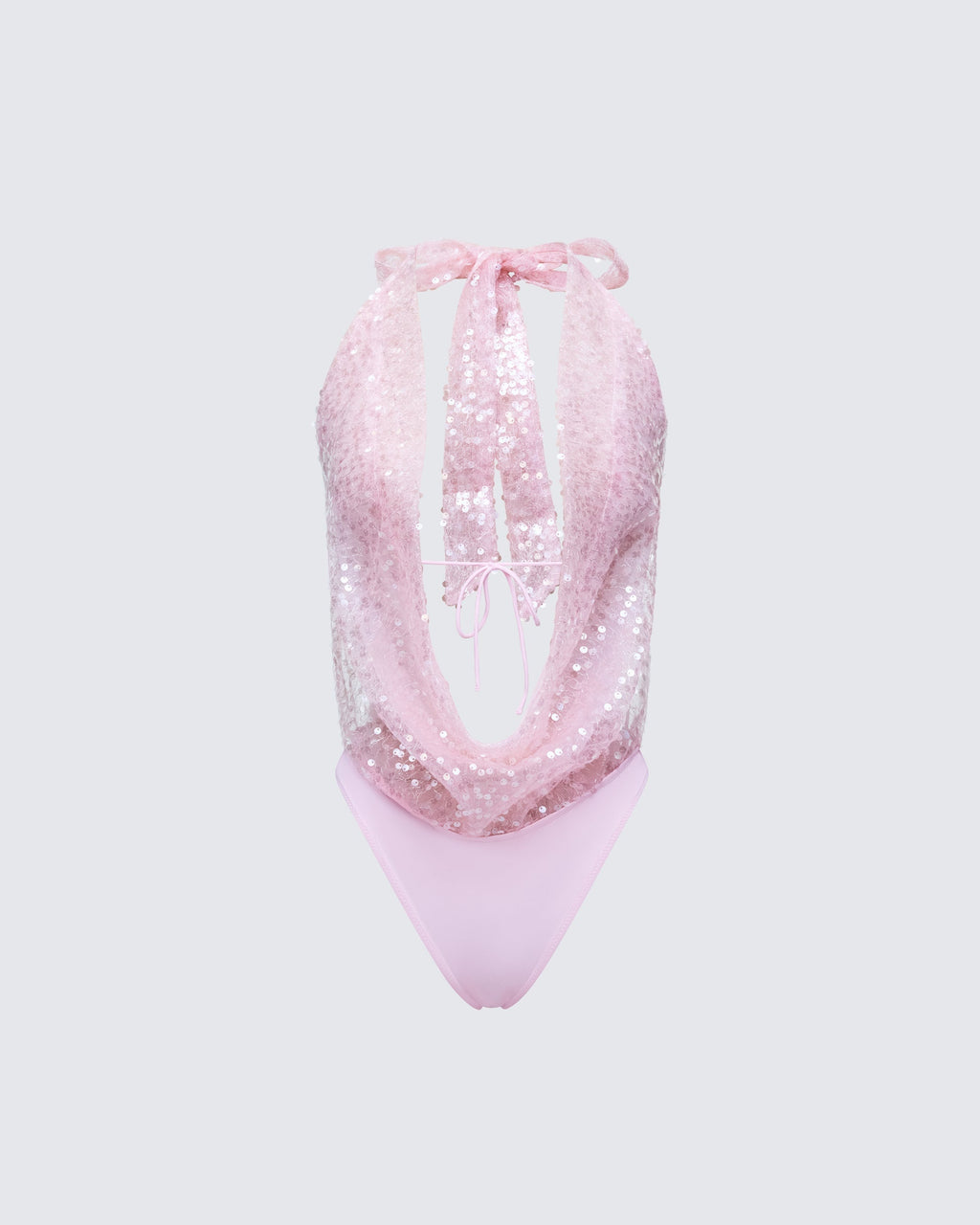 Finesse Alieka Pink Sequin Halter Bodysuit