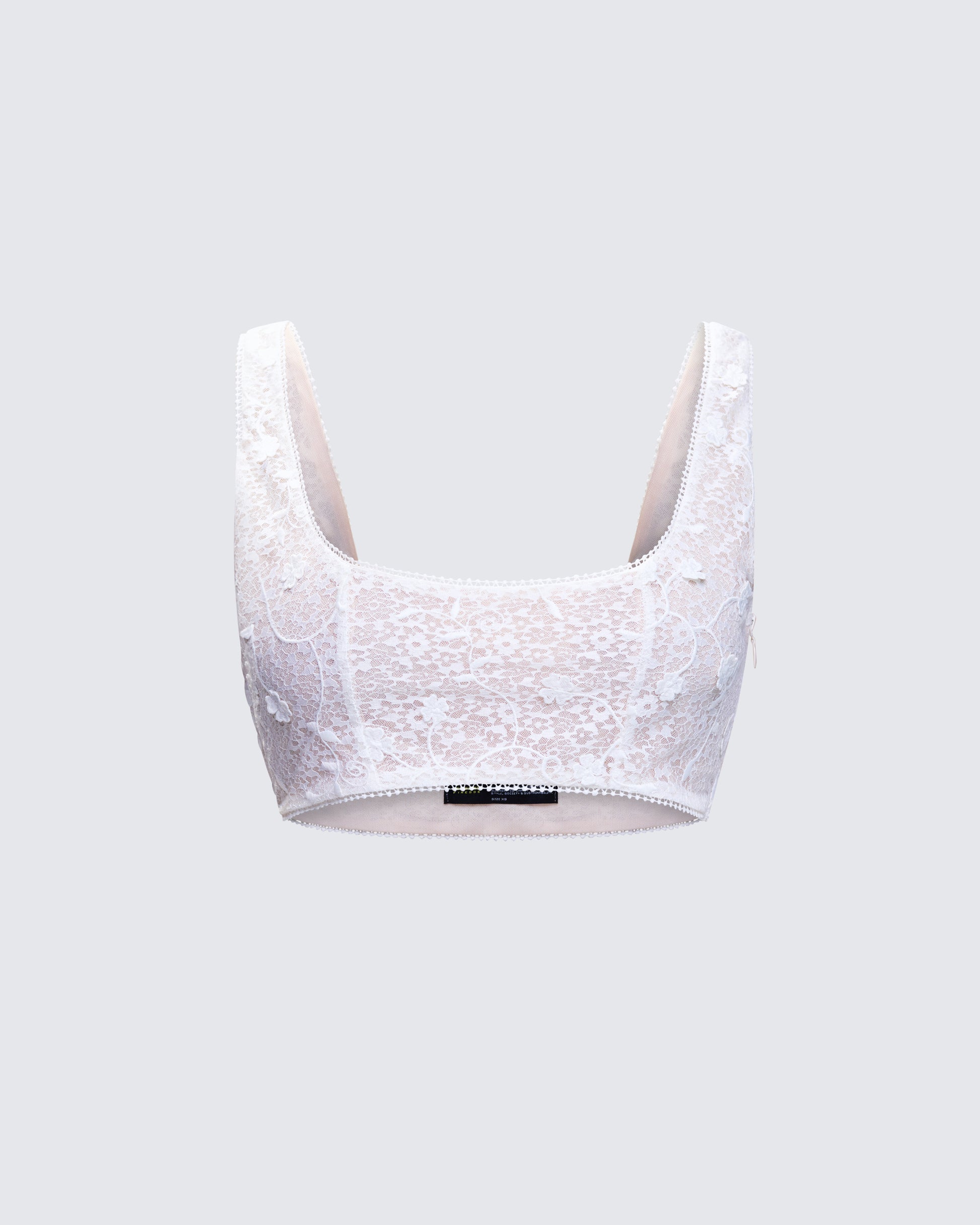 Keturah White Embroidered Lace Bra Top