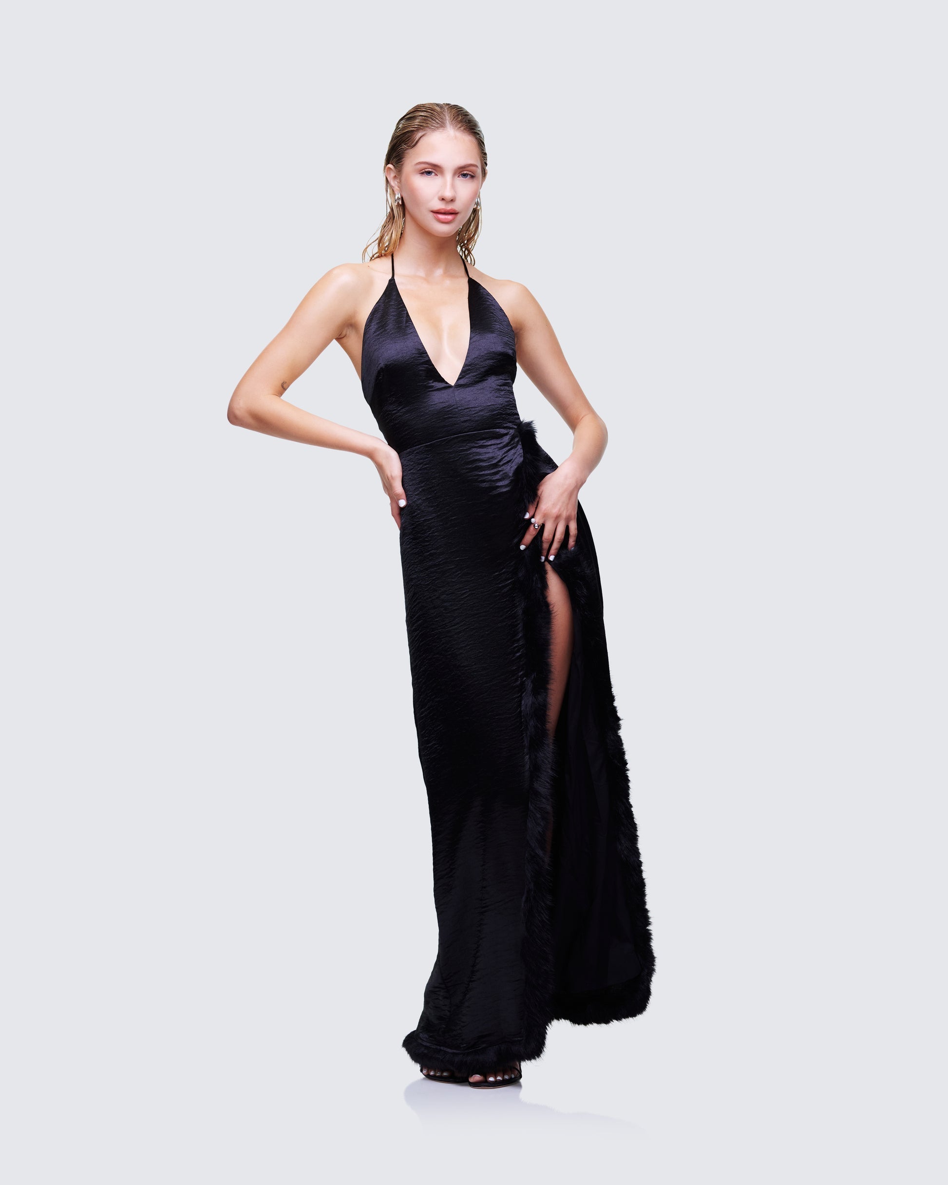 Finesse Ursula Black Wrap Maxi Dress
