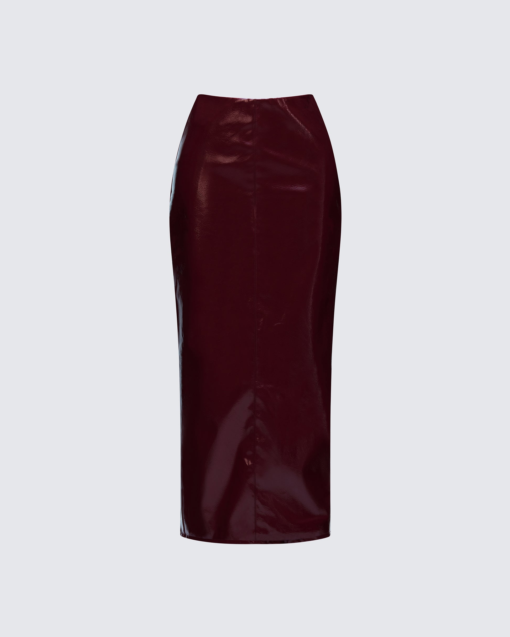 Finesse Matilde Plum Vegan Leather Pencil Midi Skirt