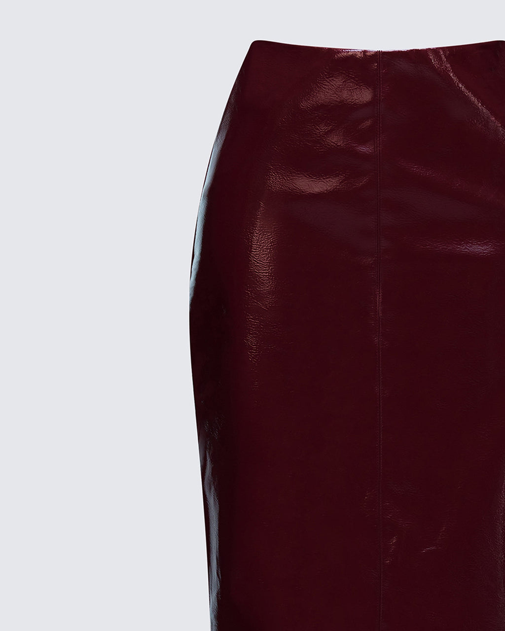 Finesse Matilde Plum Vegan Leather Pencil Midi Skirt
