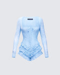 Finesse Oceane Blue Ruffle Edge Romper