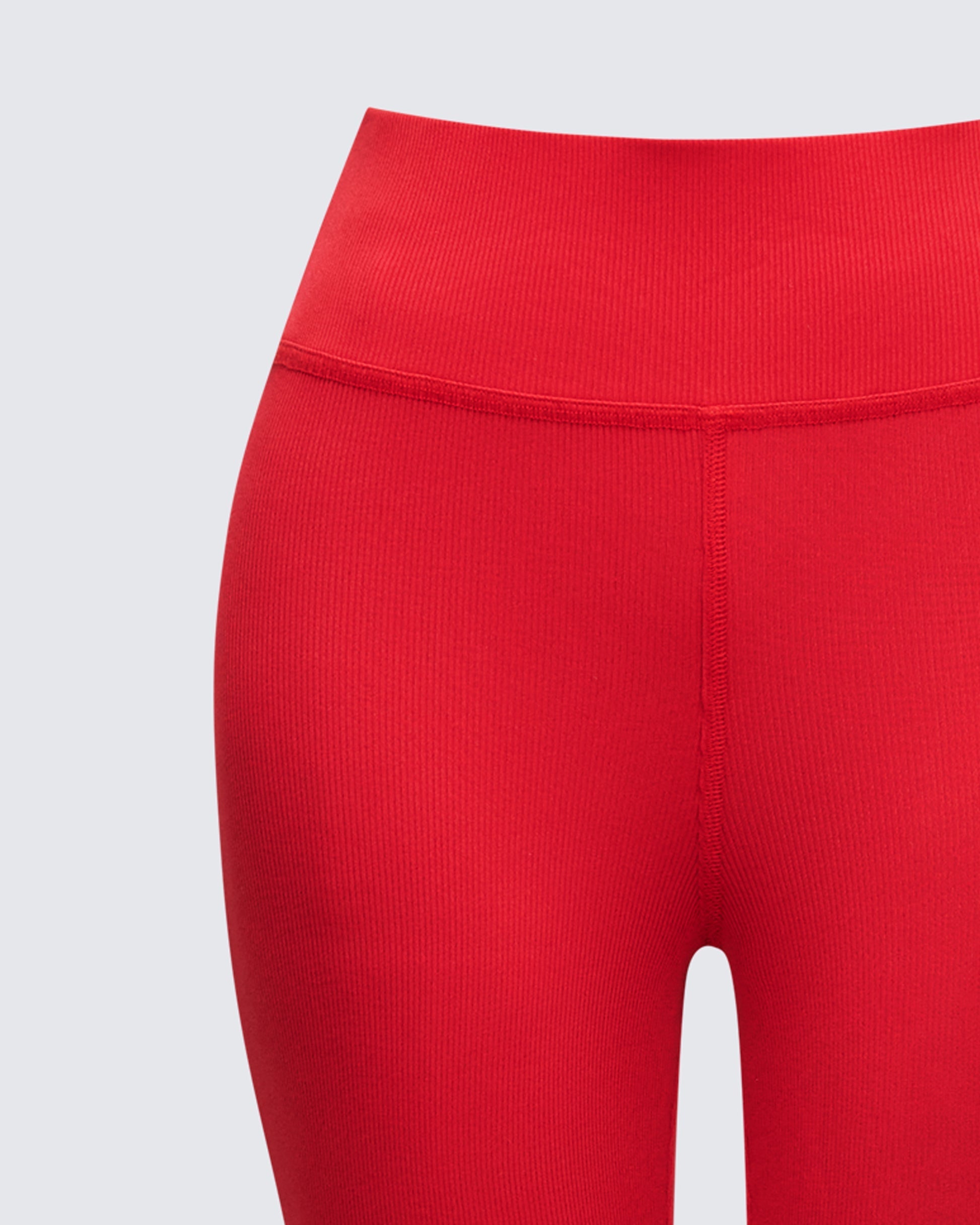 Finesse Cambree Red Ribbed Flare Legging