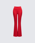 Finesse Cambree Red Ribbed Flare Legging