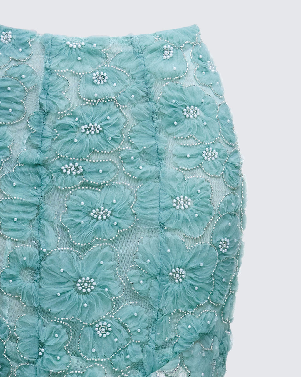 Finesse Delancy Green Embroidered Maxi Skirt