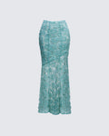 Finesse Delancy Green Embroidered Maxi Skirt