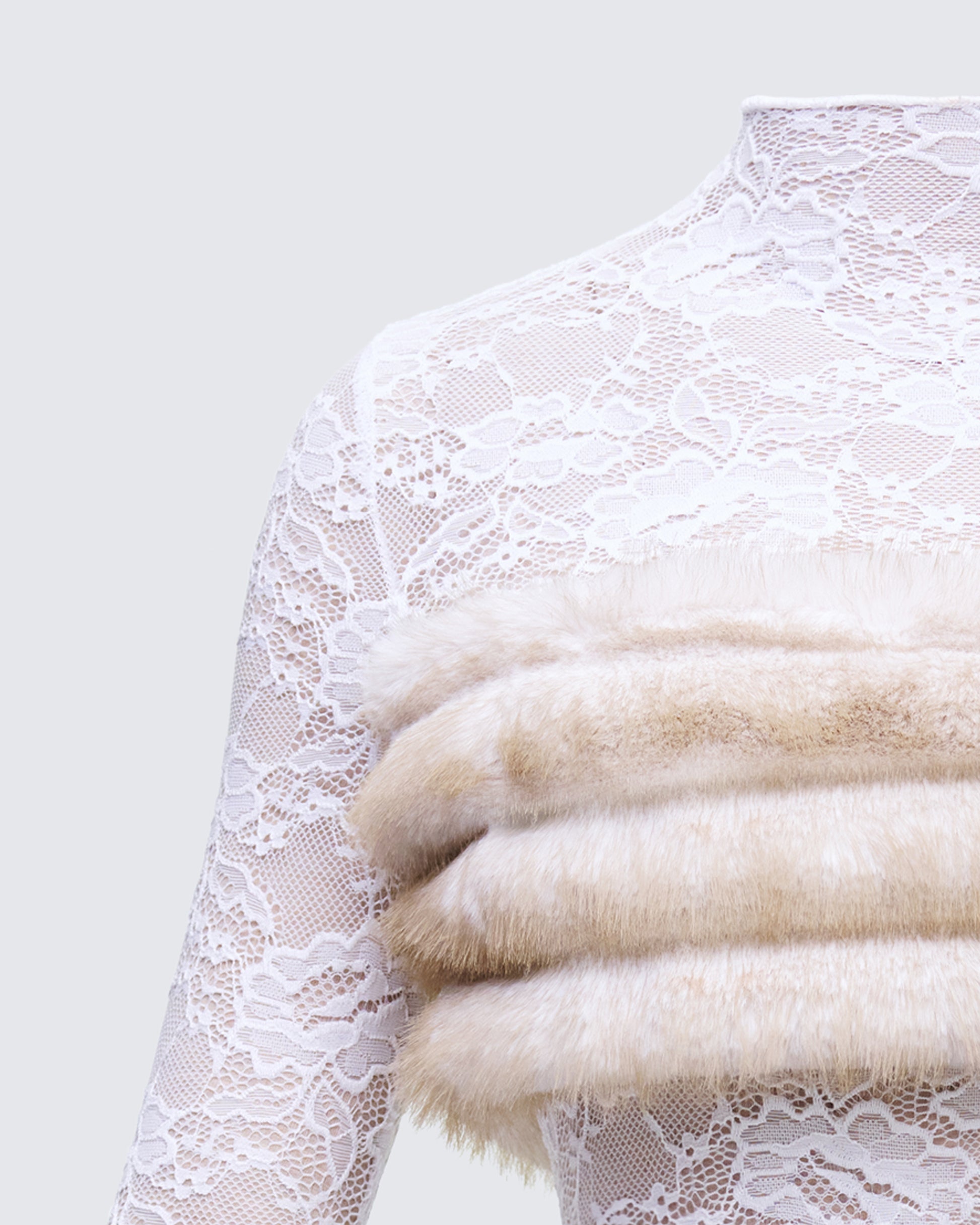 Finesse Dianne Faux Fur & Lace Mini Dress