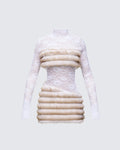 Finesse Dianne Faux Fur & Lace Mini Dress