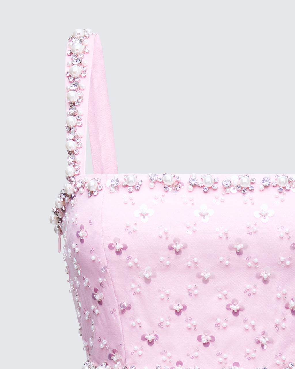 Lorelei Pink Hand Beaded Rhinestone Dress