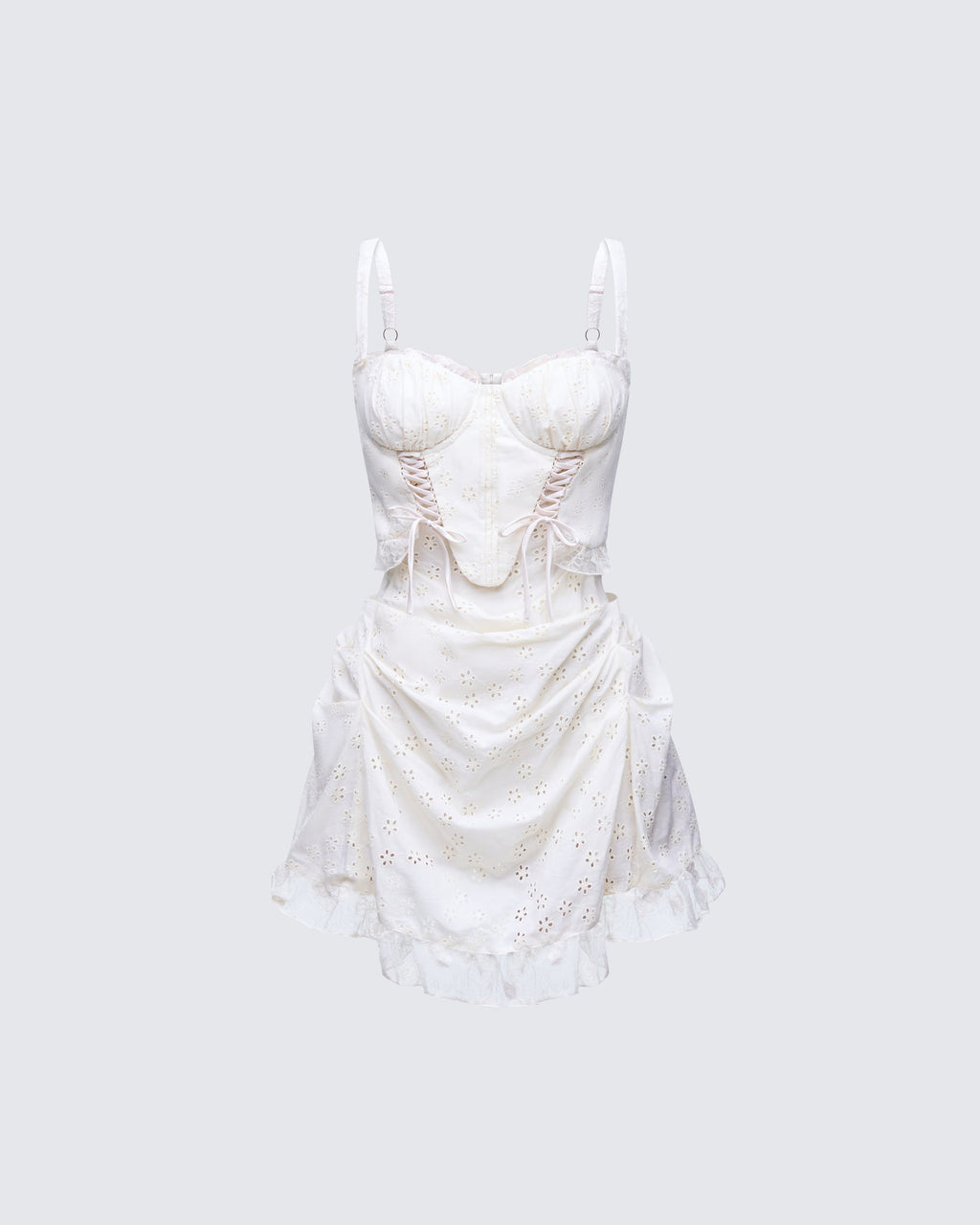 Finesse Sallie Ivory Eyelet Corset Mini Dress
