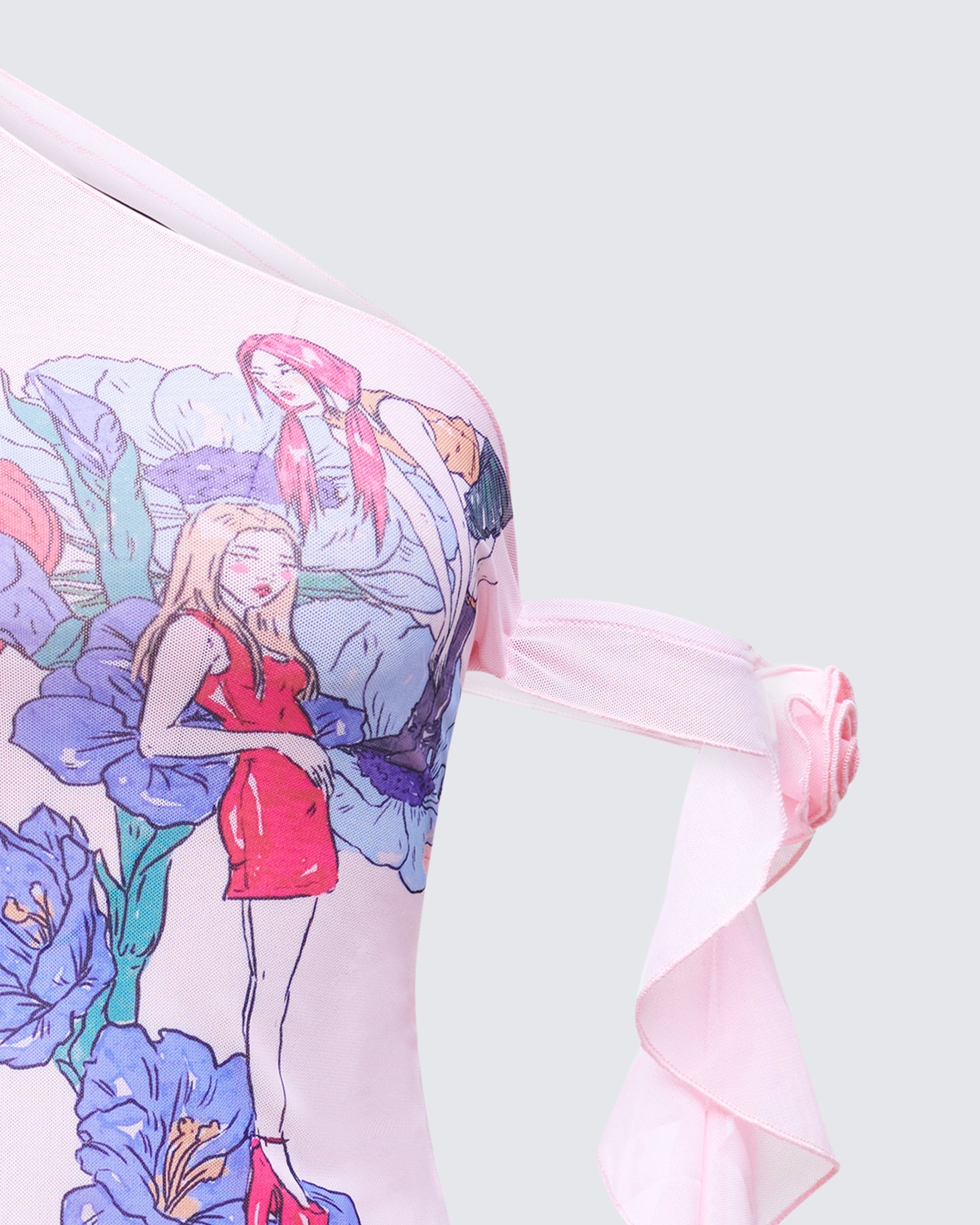 Finesse Sylphine Printed Mesh Asymmetric Top