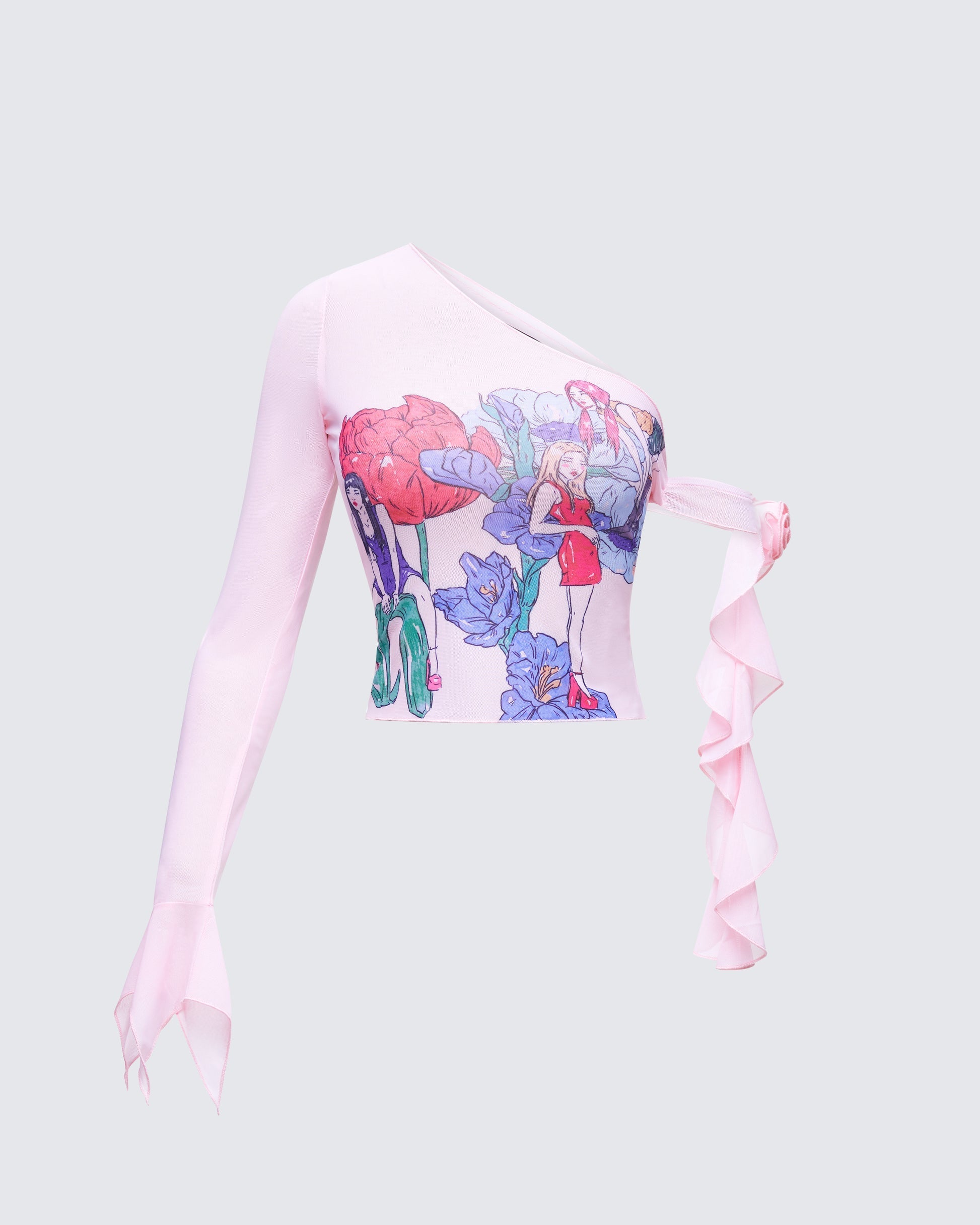 Finesse Sylphine Printed Mesh Asymmetric Top